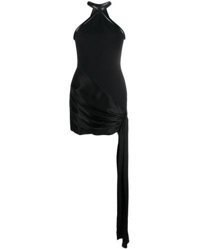 David Koma Sleeveless Halterneck Draped Minidress - Black