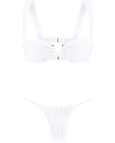 Amir Slama Woven Balconete Bikini Set - White