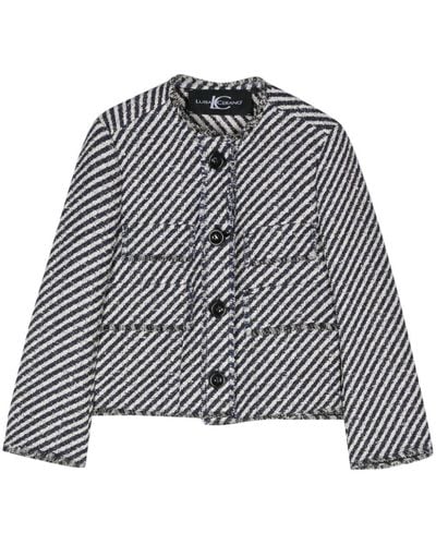 Luisa Cerano Striped Tweed Jacket - グレー