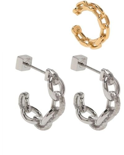 agnès b. Chain Hoop Earrings - White