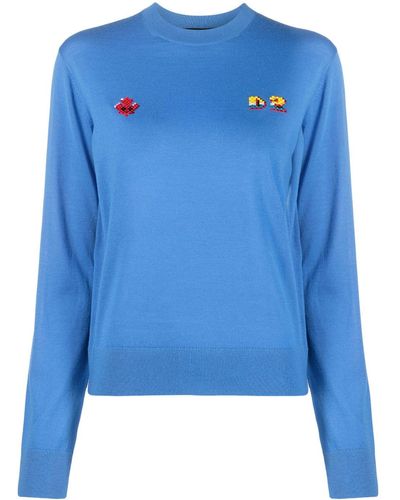 DSquared² Intarsia-knit Virgin Wool Sweater - Blue