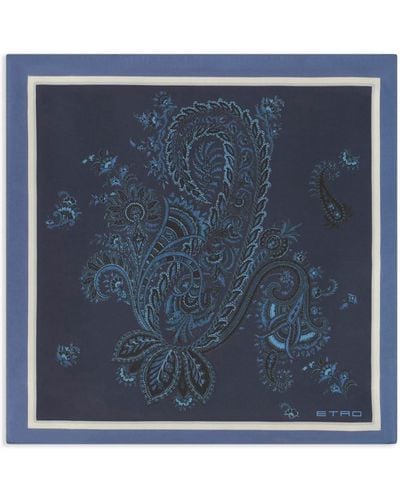 Etro Einstecktuch aus Seide mit Paisley-Print - Blau
