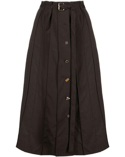 Rejina Pyo Noor Pleated Wool Midi Skirt - Black
