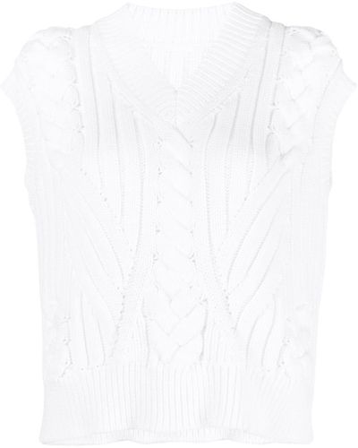 Helmut Lang Cable-knit Sleeveless Top - White