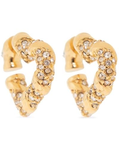 Lanvin Heart Crystal-embellished Earrings - Metallic