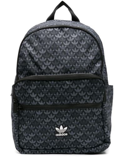 adidas Logo-patch Monogram-print Backpack - Grey