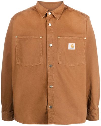 Carhartt Logo-patch Cotton Shirt - Brown