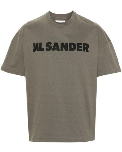 Jil Sander T-shirt en coton à logo imprimé - Gris