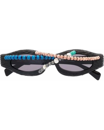 Kuboraum Bead-detail Round-frame Sunglasses - Black