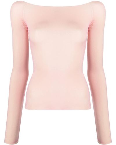 MM6 by Maison Martin Margiela Boat-neck Long-sleeve T-shirt - Pink