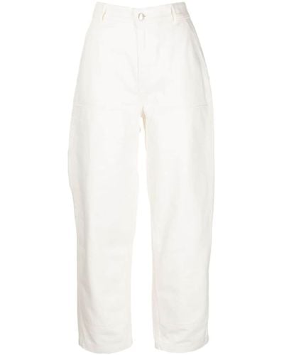 Maison Kitsuné Cropped Straight-leg Jeans - White