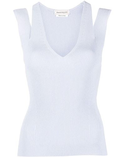 Alexander McQueen Rib-knit Cut-out Vest - White