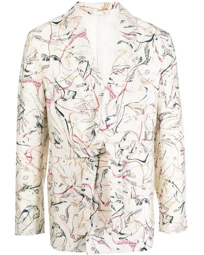 Lemaire Abstract-print Blazer - White
