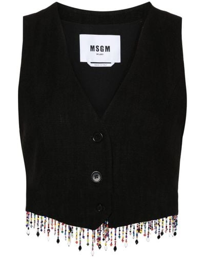 MSGM Bead-detailed Cropped Vest - Black
