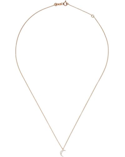 Kismet by Milka 14kt Rose Gold Mini Moon Diamond Necklace - White