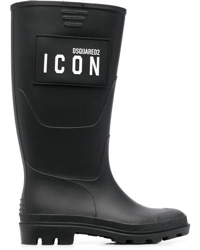 DSquared² Icon-print Knee-high Boots - Black
