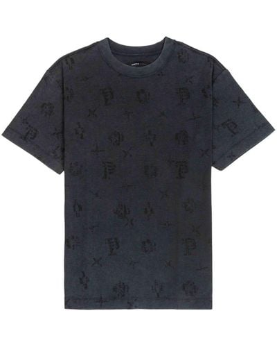 Purple Brand Monogram-jacquard Cotton T-shirt - Blue