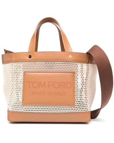 Tom Ford Mesh-panelled Shopping Bag - Natural