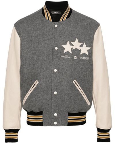 Amiri Oversized Stars Varsity Jacket - Gray