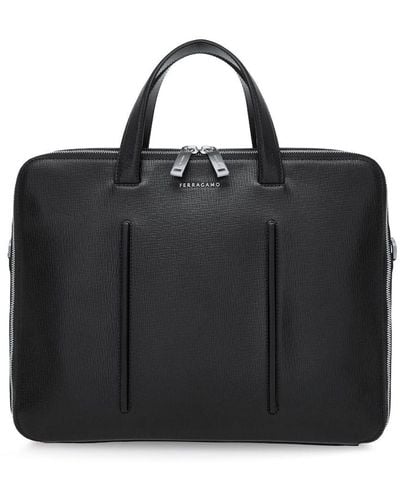 Ferragamo Single Pocket Business Briefcase - Black