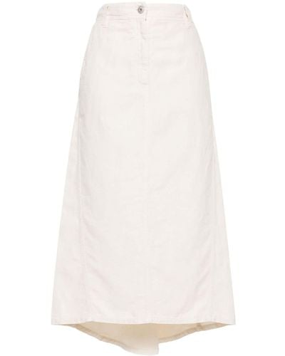 Brunello Cucinelli Asymmetric Denim Midi Skirt - White