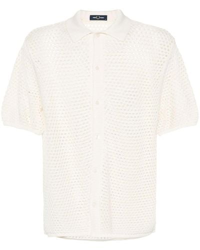 Fred Perry Logo-embroidered Knitted Shirt - White