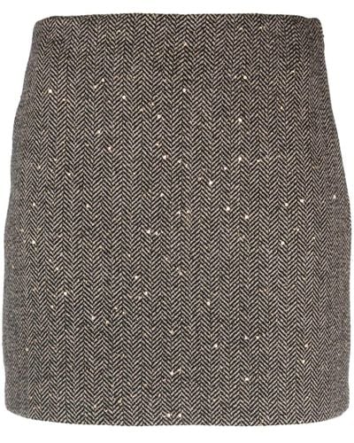 Twin Set Sequin-embellished Herringbone Miniskirt - Grey