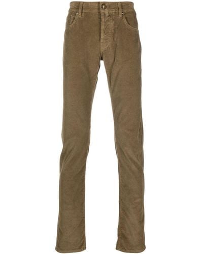 Jacob Cohen Low-rise Slim-fit Corduroy Pants - Natural
