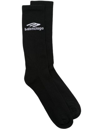 Balenciaga 3b Sports Icon Ribbed Socks - Black