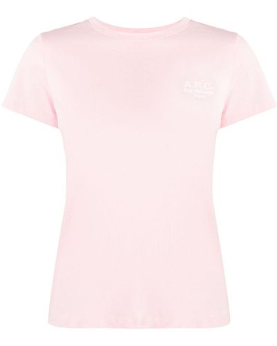 A.P.C. Logo-embroidered T-shirt - Pink