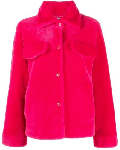 Inès & Maréchal Button-up Shearling Jacket - Pink