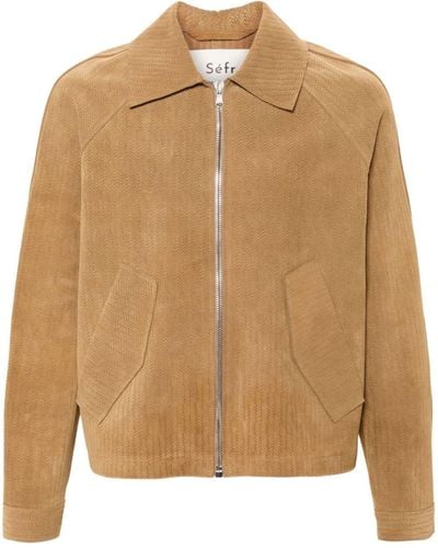 Séfr Kimo braided-nubuck jacket - Braun