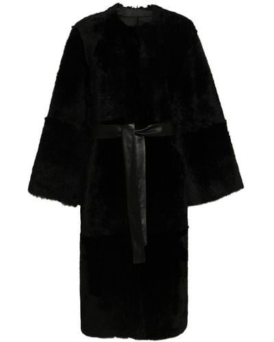 DESA NINETEENSEVENTYTWO Reversible Sheepskin Maxi Coat - Black