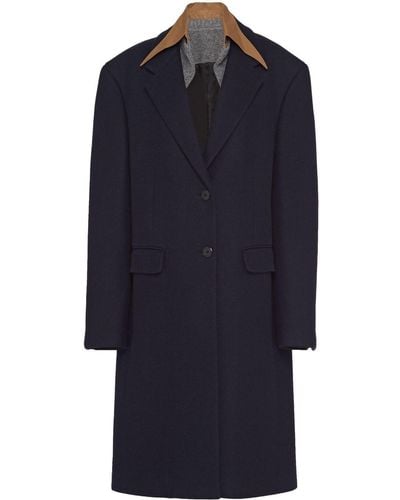 Prada Wool Collar-detail Coat - Blue