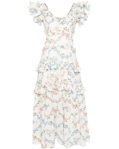 Needle & Thread Maxi-jurk Met Bloemenprint - Wit