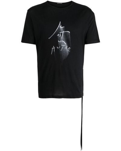 Ann Demeulemeester T-shirt Met Print - Zwart