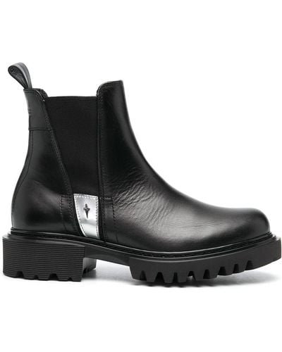 Cesare Paciotti Metallic-trim Leather Ankle Boots - Black