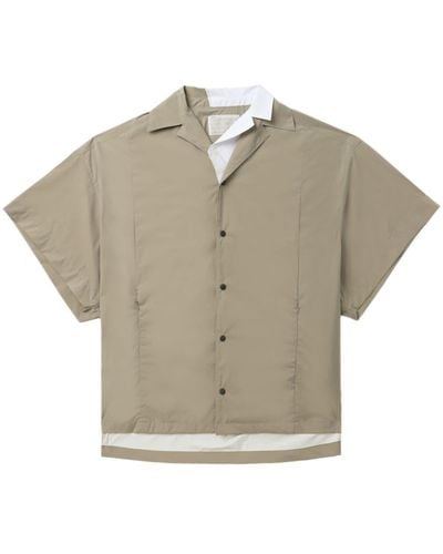 Kolor Contrast-collar Layered Shirt - Grey