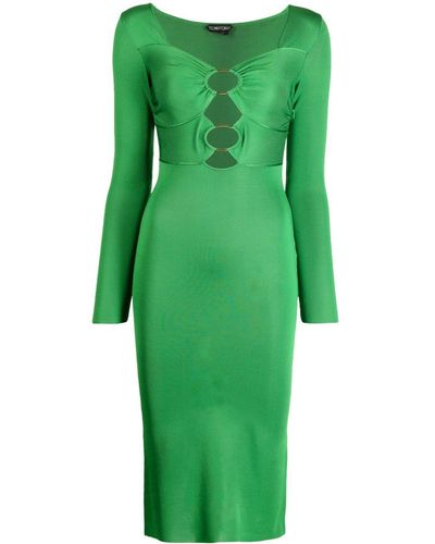Tom Ford High-shine Cut-out Midi Dress - Green
