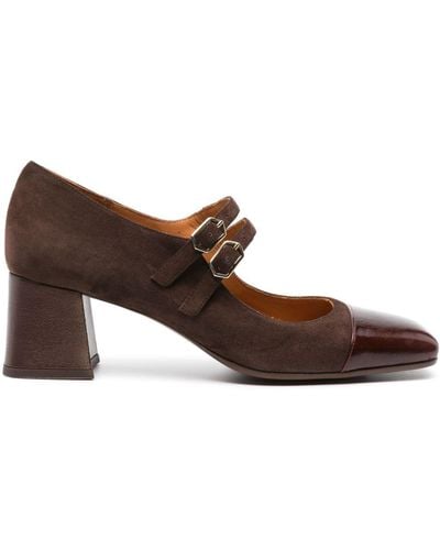 Chie Mihara Volcano 45mm Square-toe Leather Court Shoes - Brown