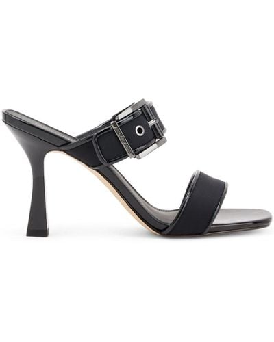 Michael Kors Colby Buckle Leather Sandals - Black