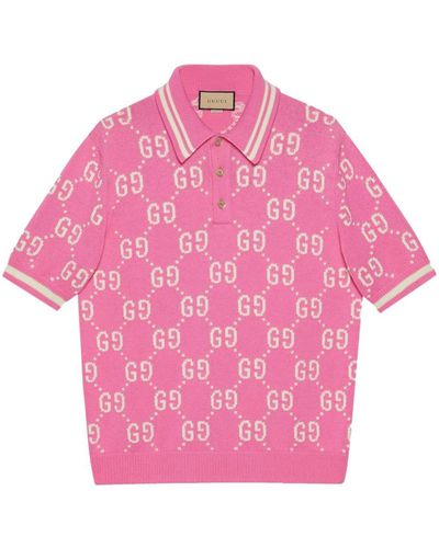 Gucci Poloshirt Mit GG Baumwoll-Intarsie - Pink