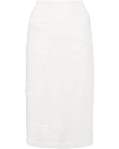 ShuShu/Tong Floral-embroidered Midi Skirt - White