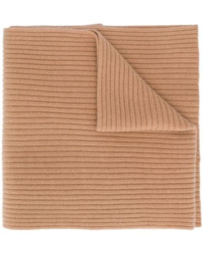 N.Peal Cashmere Ribbed Knitted Scarf - Brown