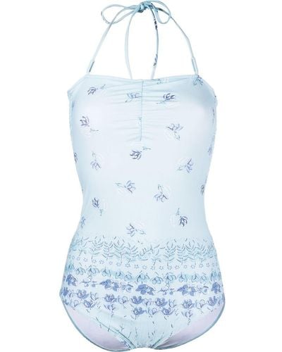Stella Nova Floral-print Halterneck Swimsuit - Blue