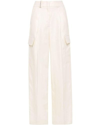 Peserico Linen Straight-leg Cargo Trousers - White
