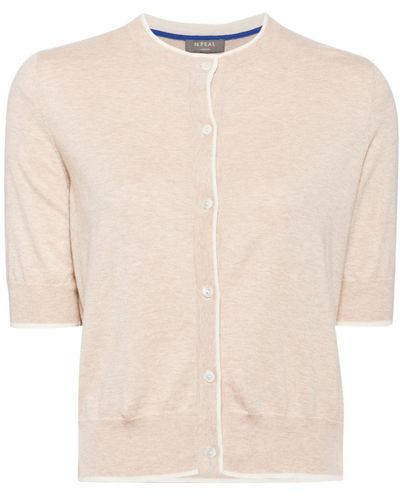 N.Peal Cashmere Button-down Short-sleeve Cardigan - Natural