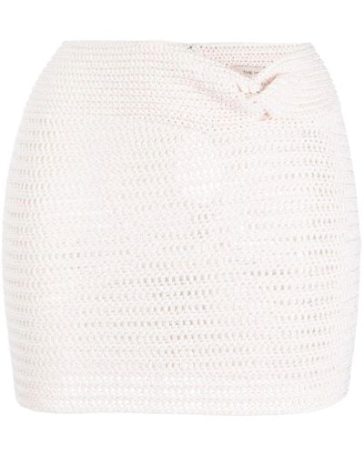 The Mannei Knot-detail Crochet Mini Skirt - White