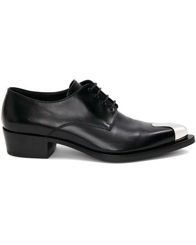 Alexander McQueen Silver-tone Toe-cap Lace-up Shoes - Black