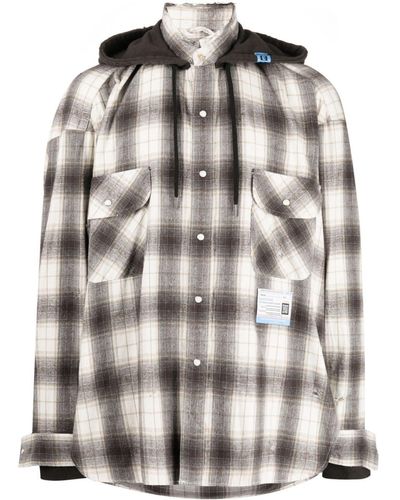Maison Mihara Yasuhiro Plaid-check Cotton Hooded Shirt - Brown